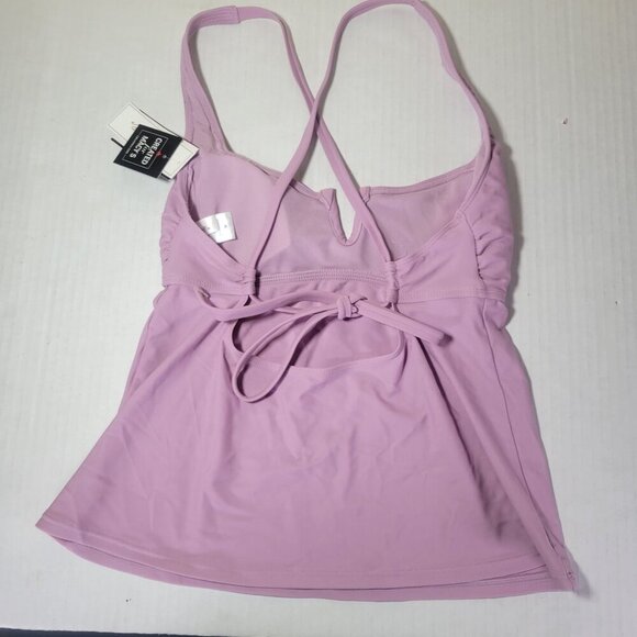 Salt + Cove Women  Dusty Lilac Adjustable Tankini Back Tie Top Size M - Picture 2 of 7